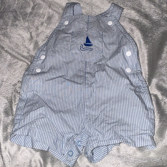 Carter’s Just One You Baby Boys Striped Sailboat Overralls - Picture 2 of 4